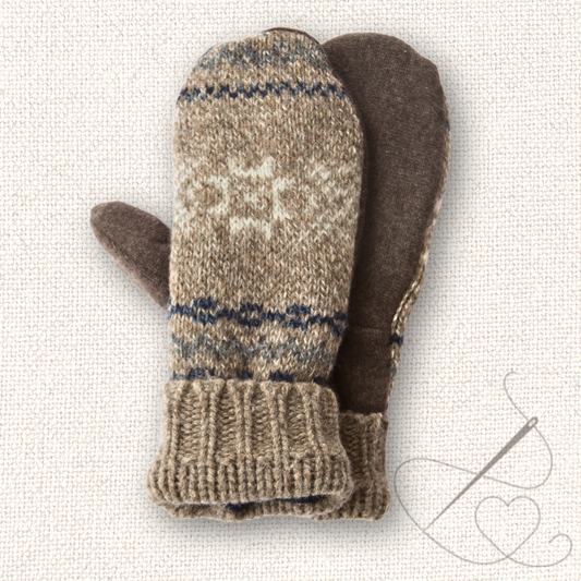 Large Mittens Brown Pattern