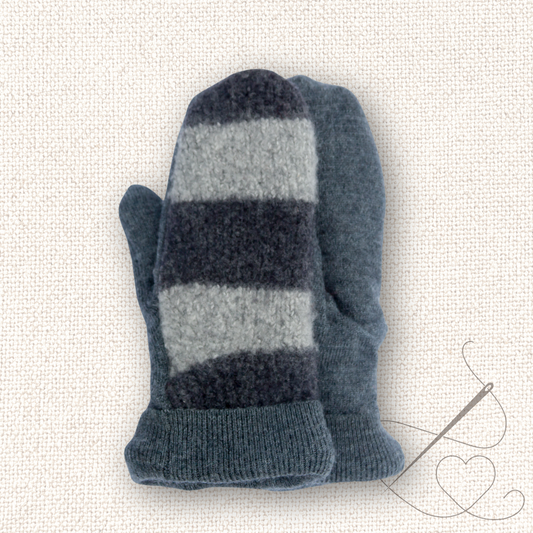 Children's Mittens Gray Stripes