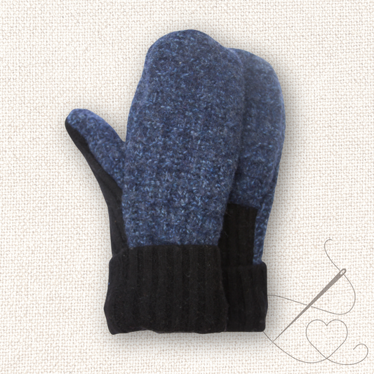 Large Mittens Blue & Black