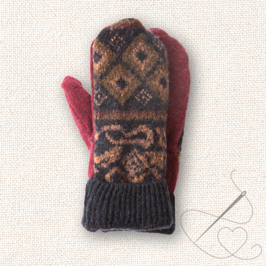 Large Mittens Red & Black Pattern