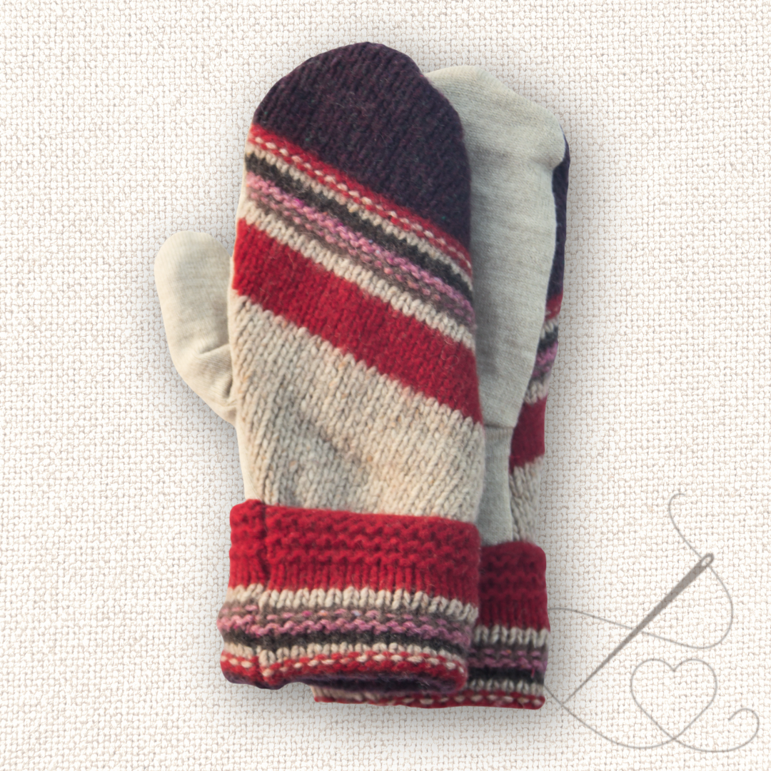 Medium Mittens Red Stripes