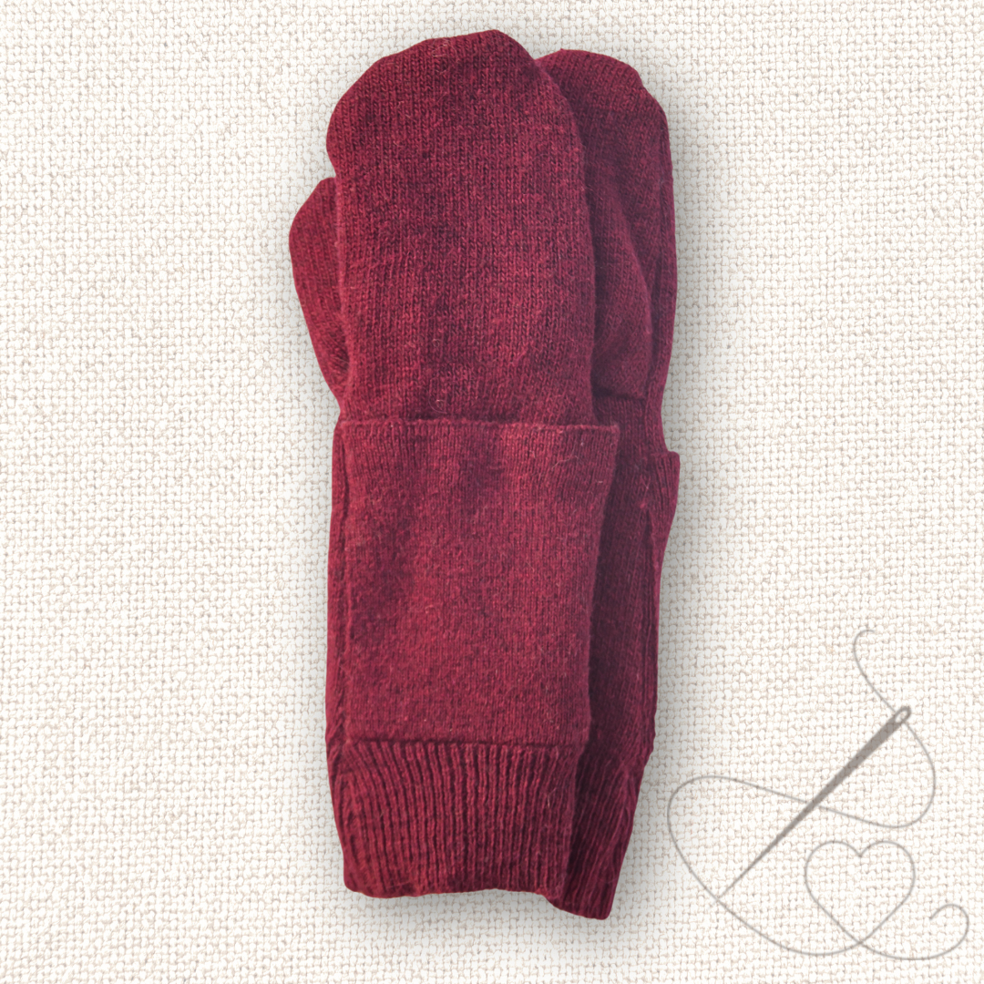 Medium Long Mittens Red