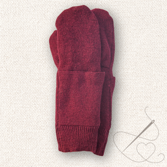 Medium Long Mittens Red