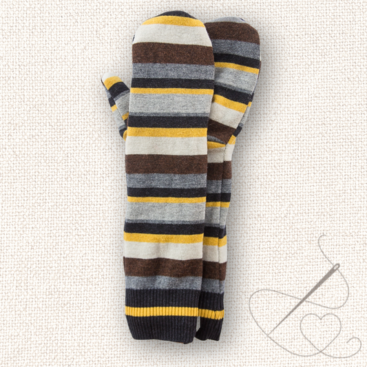 Small Long Mittens Yellow Stripe